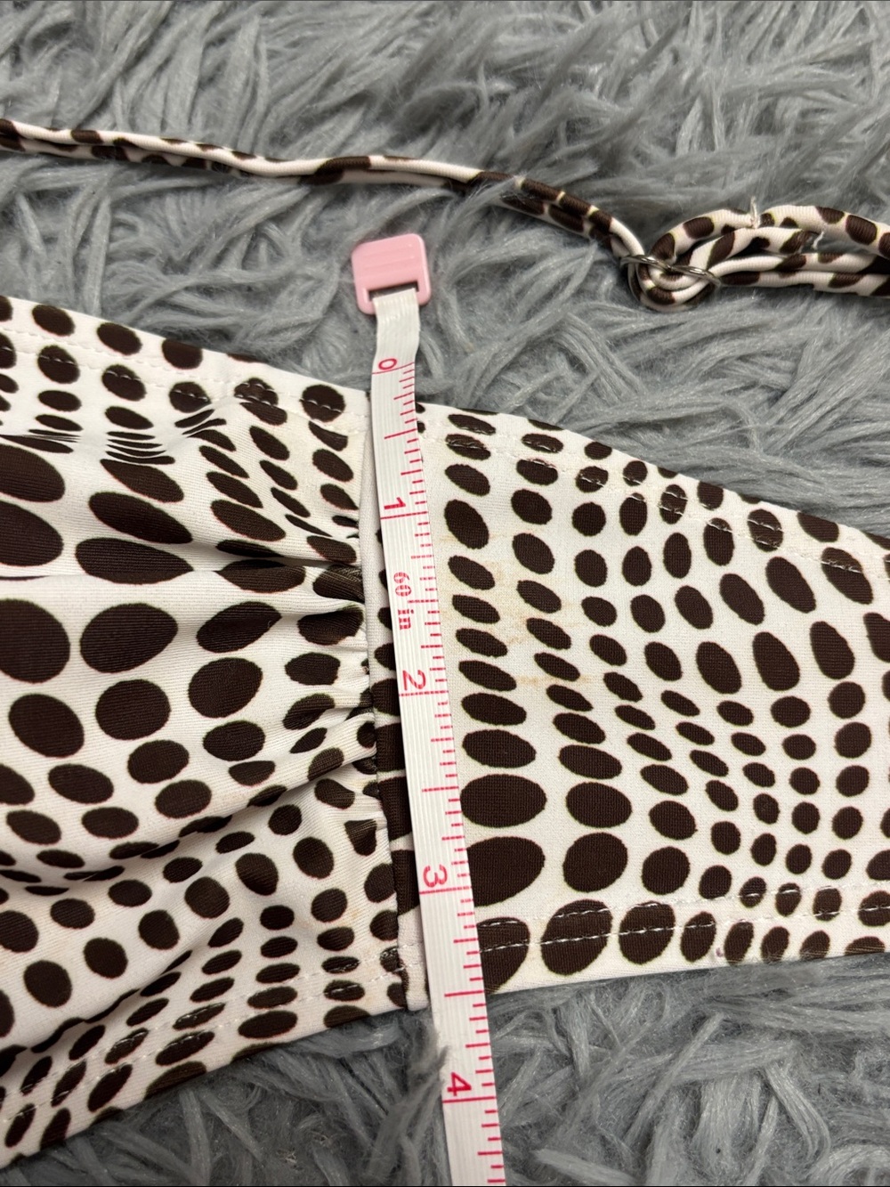 Brown and Off-White Polka Dot Ruched Bikini Top - Picture 13 of 16